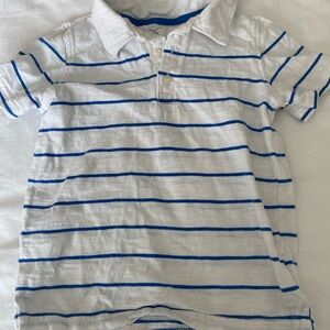 Carter's Blue and White Striped Polo Shirt
